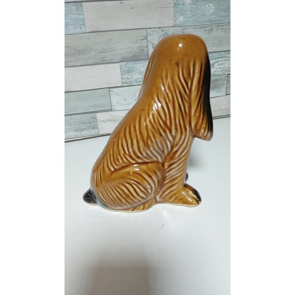 Vintage Ceramic Sitting Dog Spaniel Hound Figurine Brazil MSC Handcrafted Brown - Picture 3 of 8